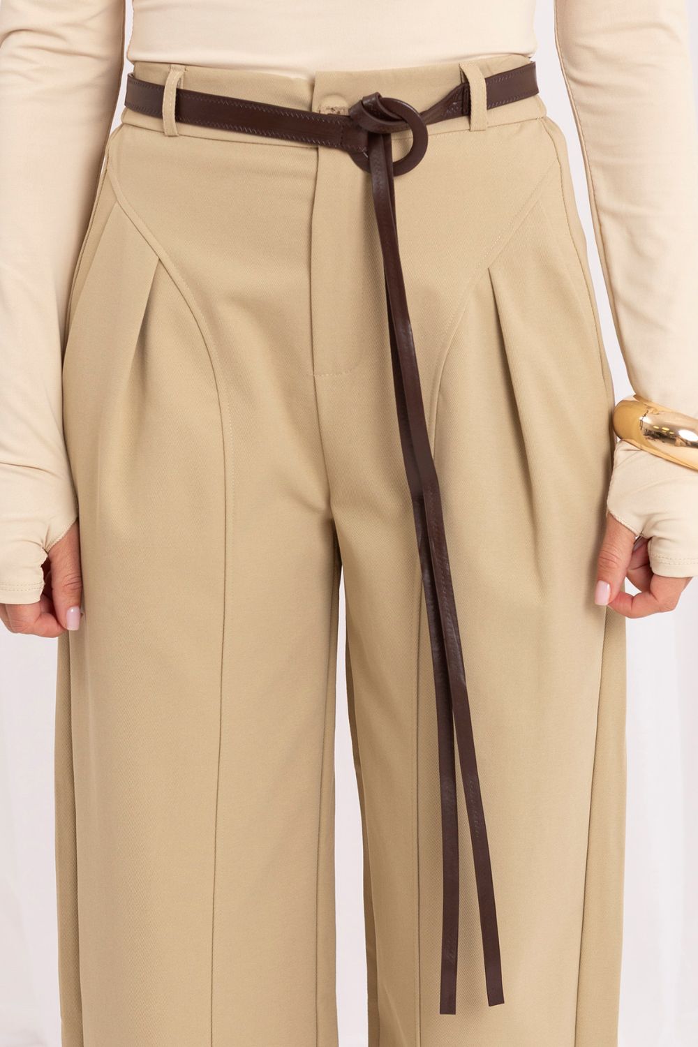 Spodnie Damskie Model IR-SP-YV054B.24 302010 Beige - Italy Moda230888 - Beżowy - obrazek 4