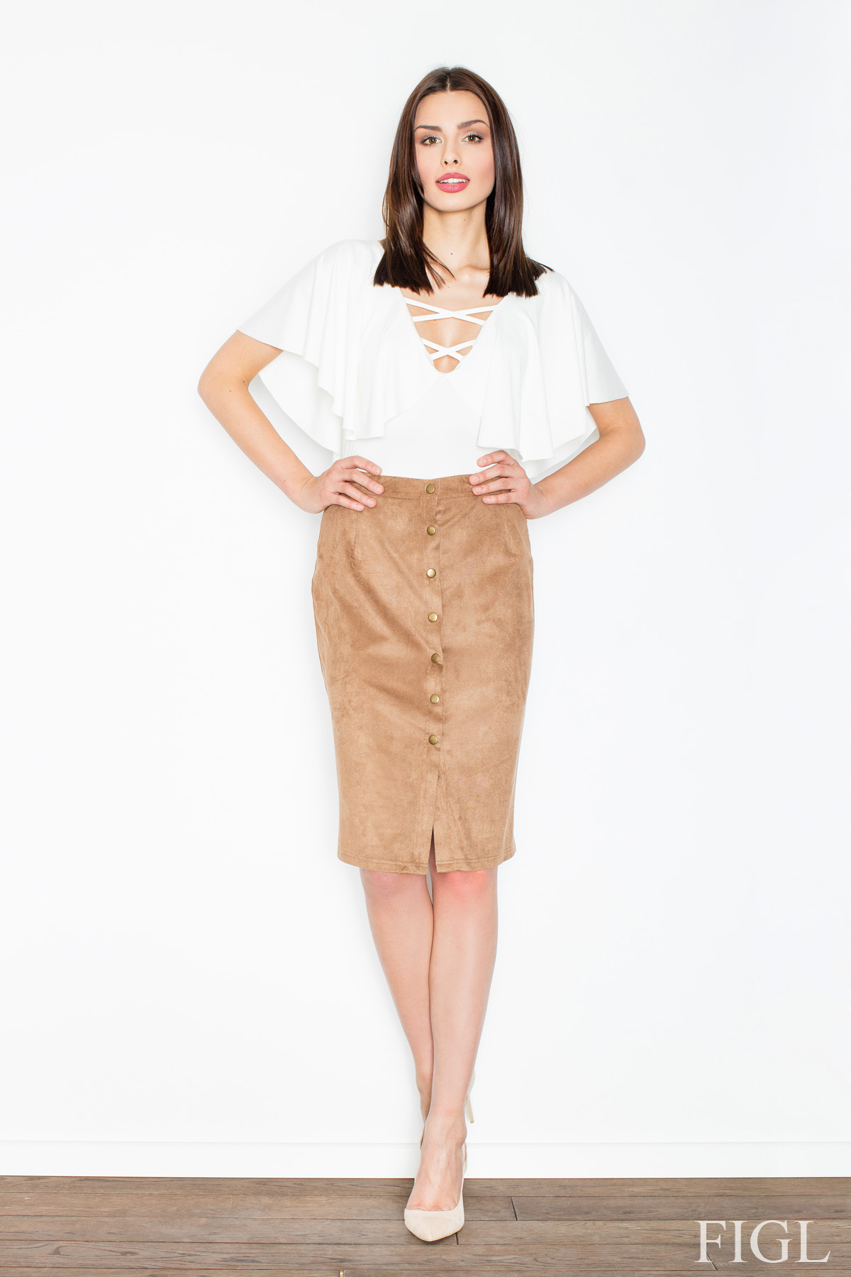 Spódnica Model M453 Brown - Figl52616 - Brązowy