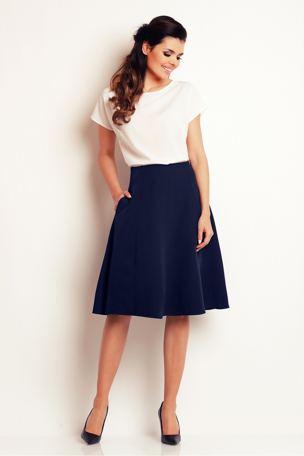 Spódnica Model A137 Navy - awama58870 - Granatowy