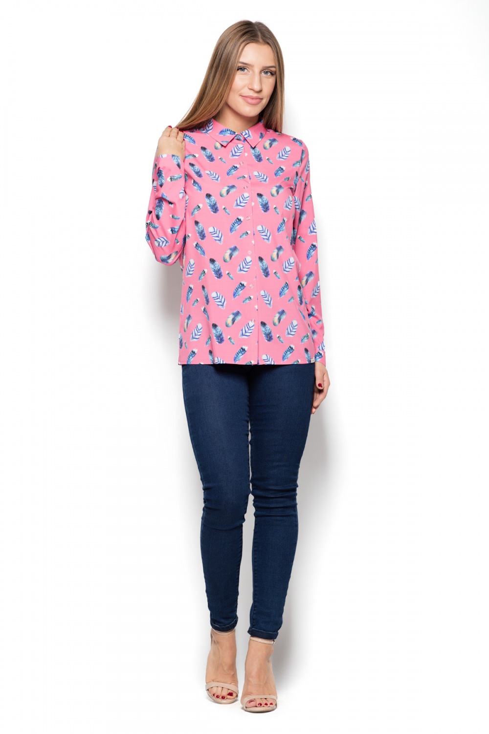 Koszula Damska Model K428 Wzór 51 Pink - Katrus76987 - Różowy - obrazek 2
