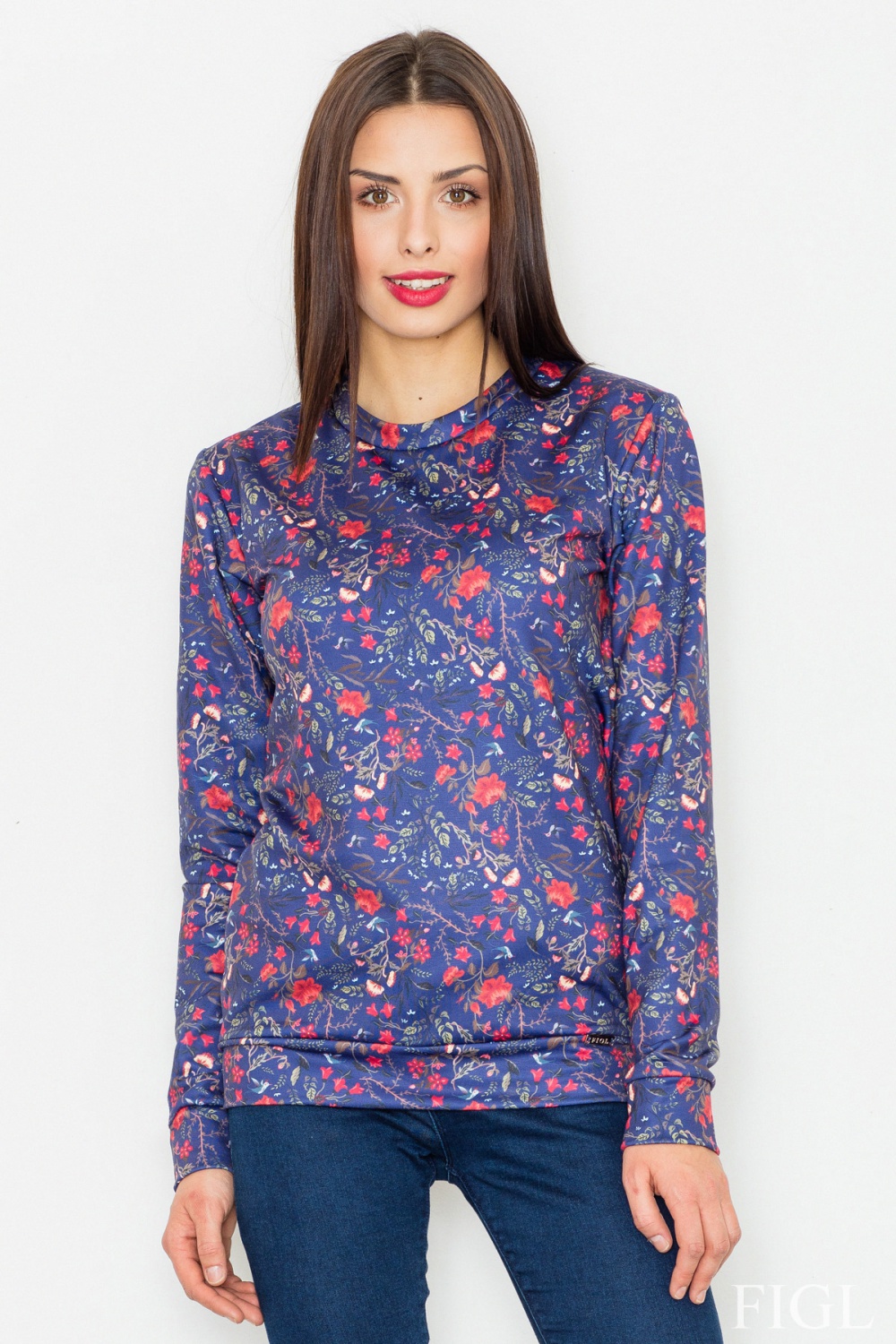 Bluza Damska Model M541 Wzór 58 Blue - Figl77041 - Niebieski
