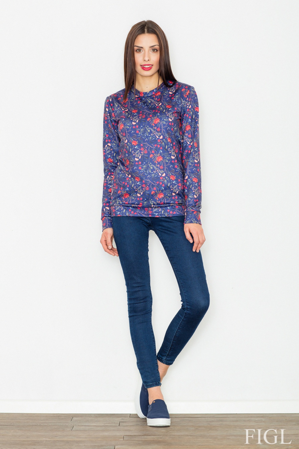 Bluza Damska Model M541 Wzór 58 Blue - Figl77041 - Niebieski - obrazek 2