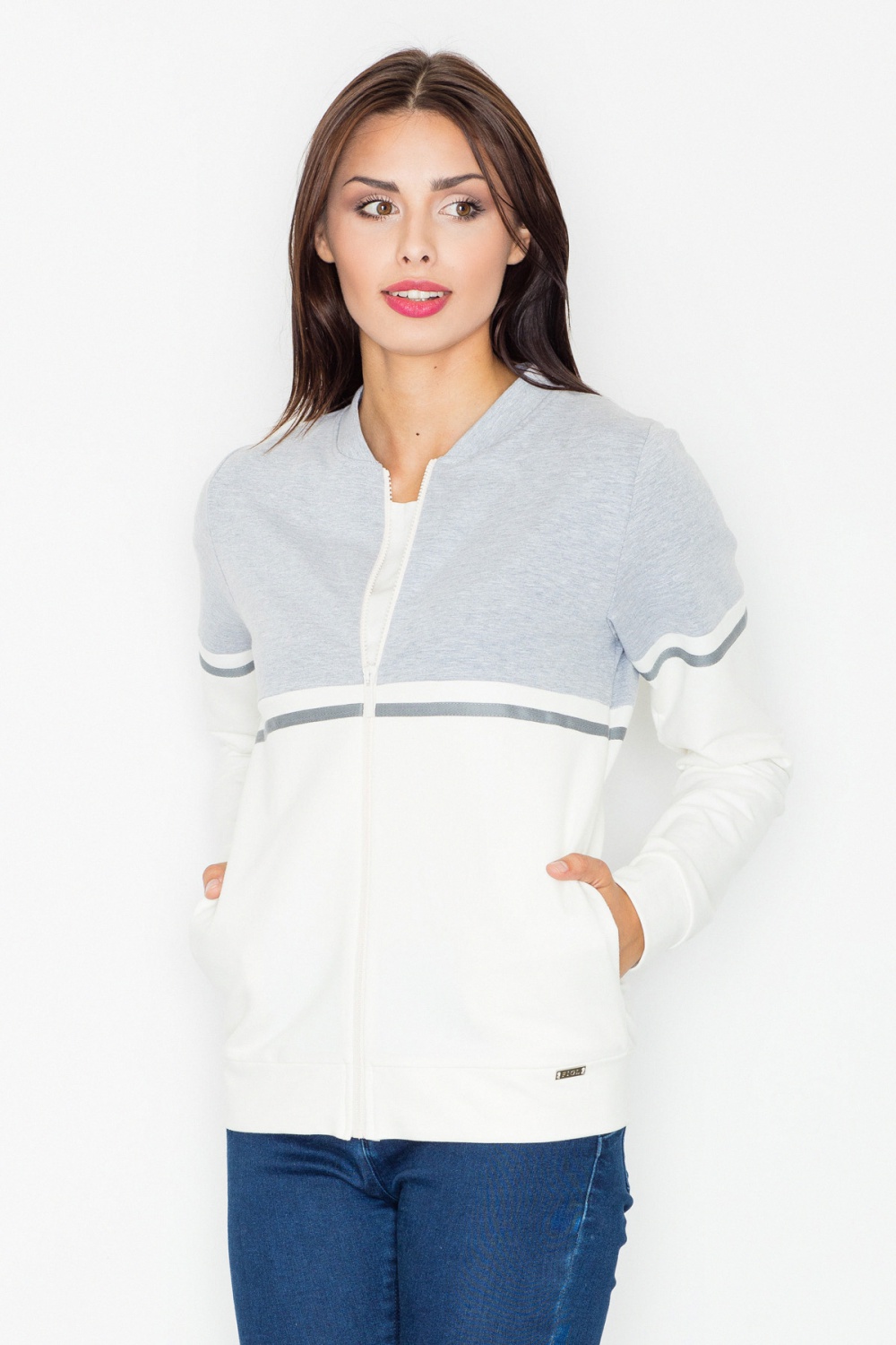 Bluza Damska Model M512 Ecru/Grey - Figl77144 - Szary