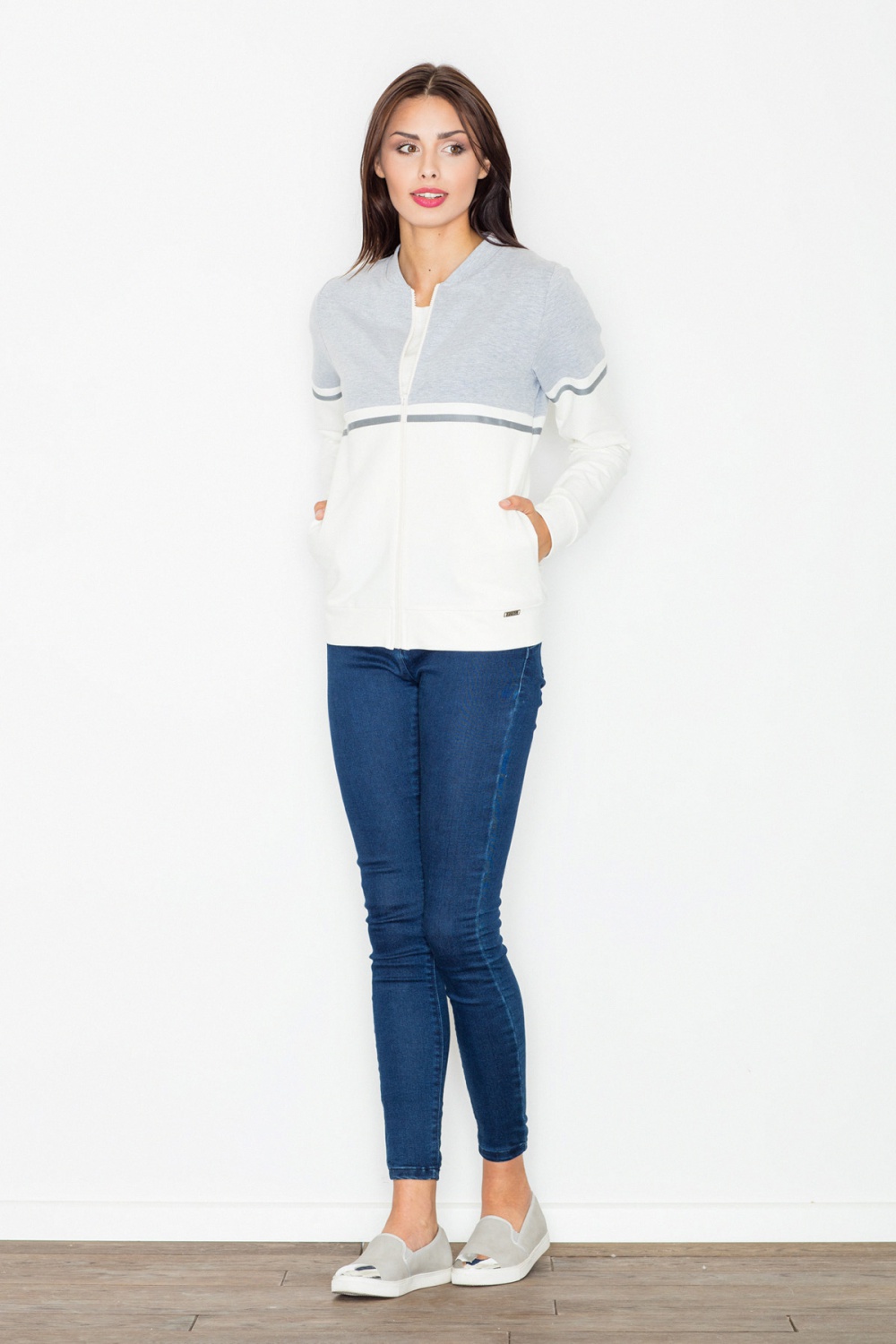 Bluza Damska Model M512 Ecru/Grey - Figl77144 - Szary - obrazek 2