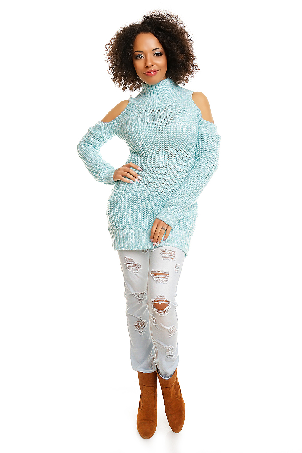 Sweter model 30040 Ice Mint - PeeKaBoo84344 - Niebieski - obrazek 2