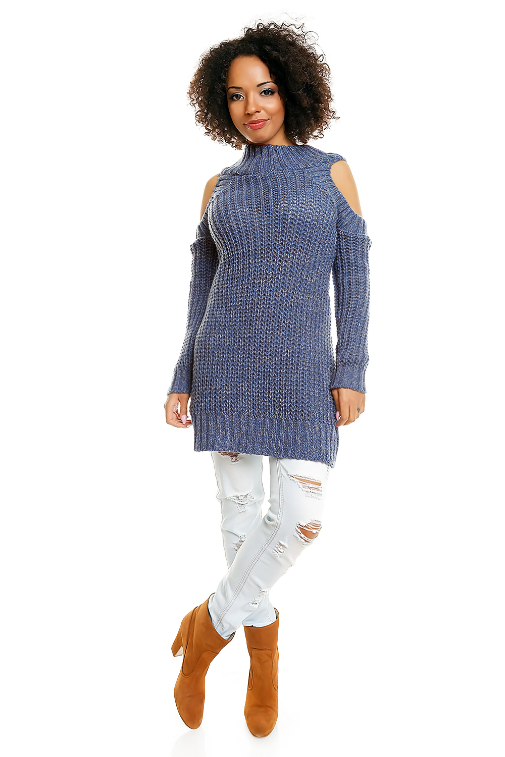 Sweter model 30040 Jeans - PeeKaBoo84345 - Niebieski - obrazek 2