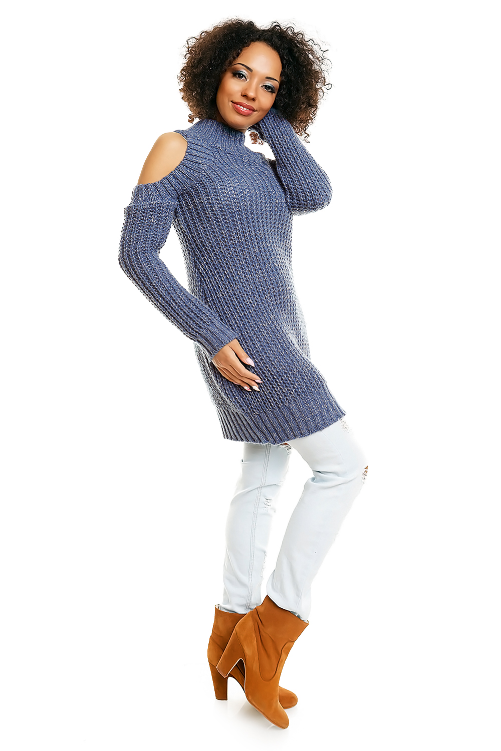 Sweter model 30040 Jeans - PeeKaBoo84345 - Niebieski - obrazek 3