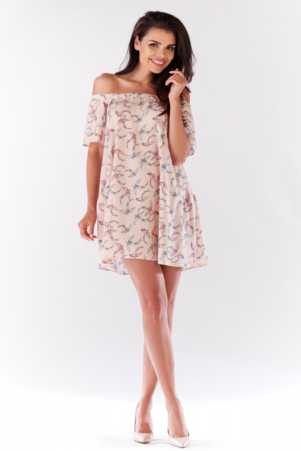 Sukienka Model A175 Pink Ptaki - awama90530 - Różowy
