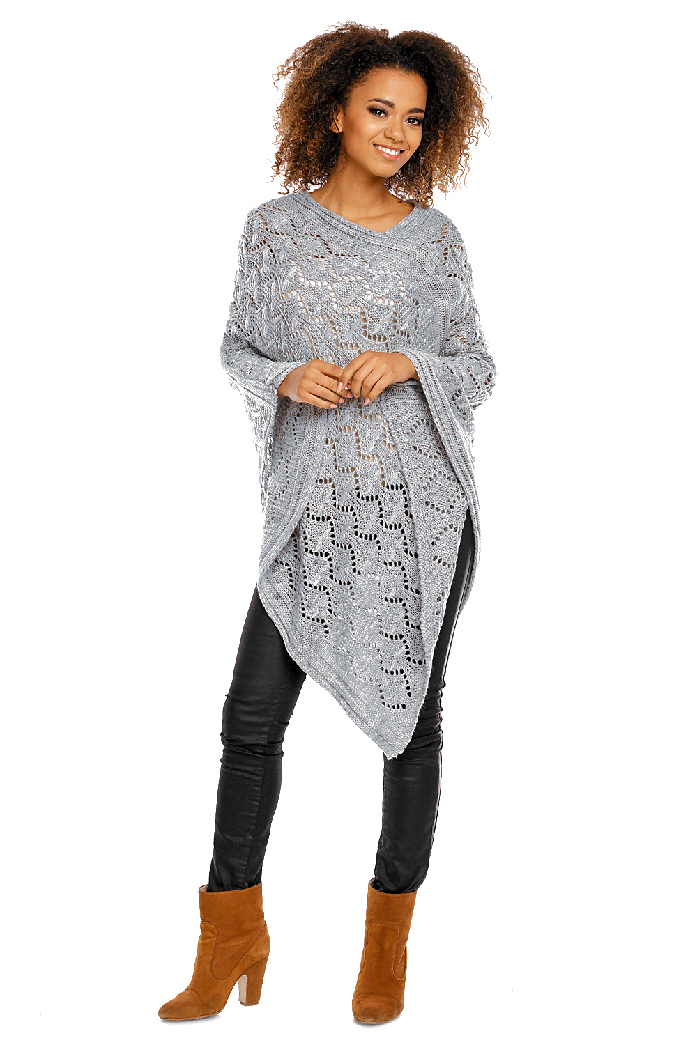 Sweter Poncho model 30012 Light Gray - PeeKaBoo94519 - Szary - obrazek 2