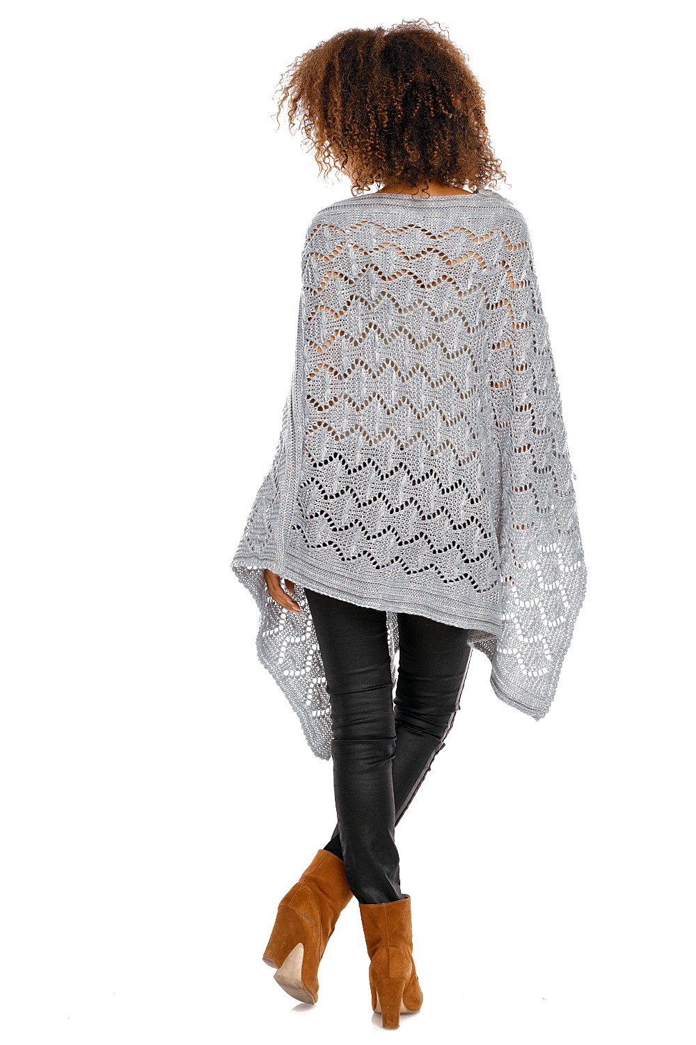 Sweter Poncho model 30012 Light Gray - PeeKaBoo94519 - Szary - obrazek 4