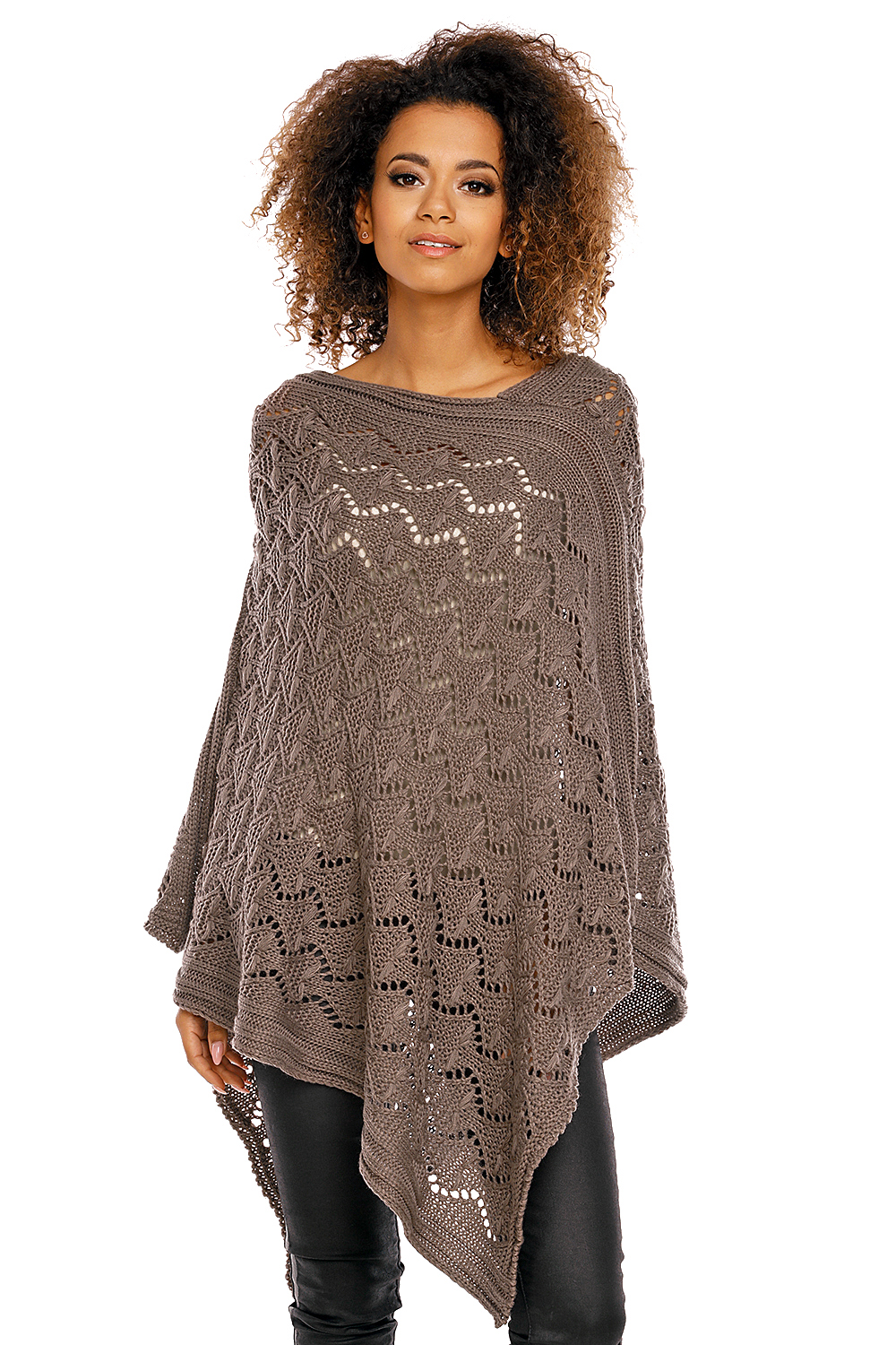 Sweter Poncho model 30012 Mocca - PeeKaBoo94520 - Brązowy