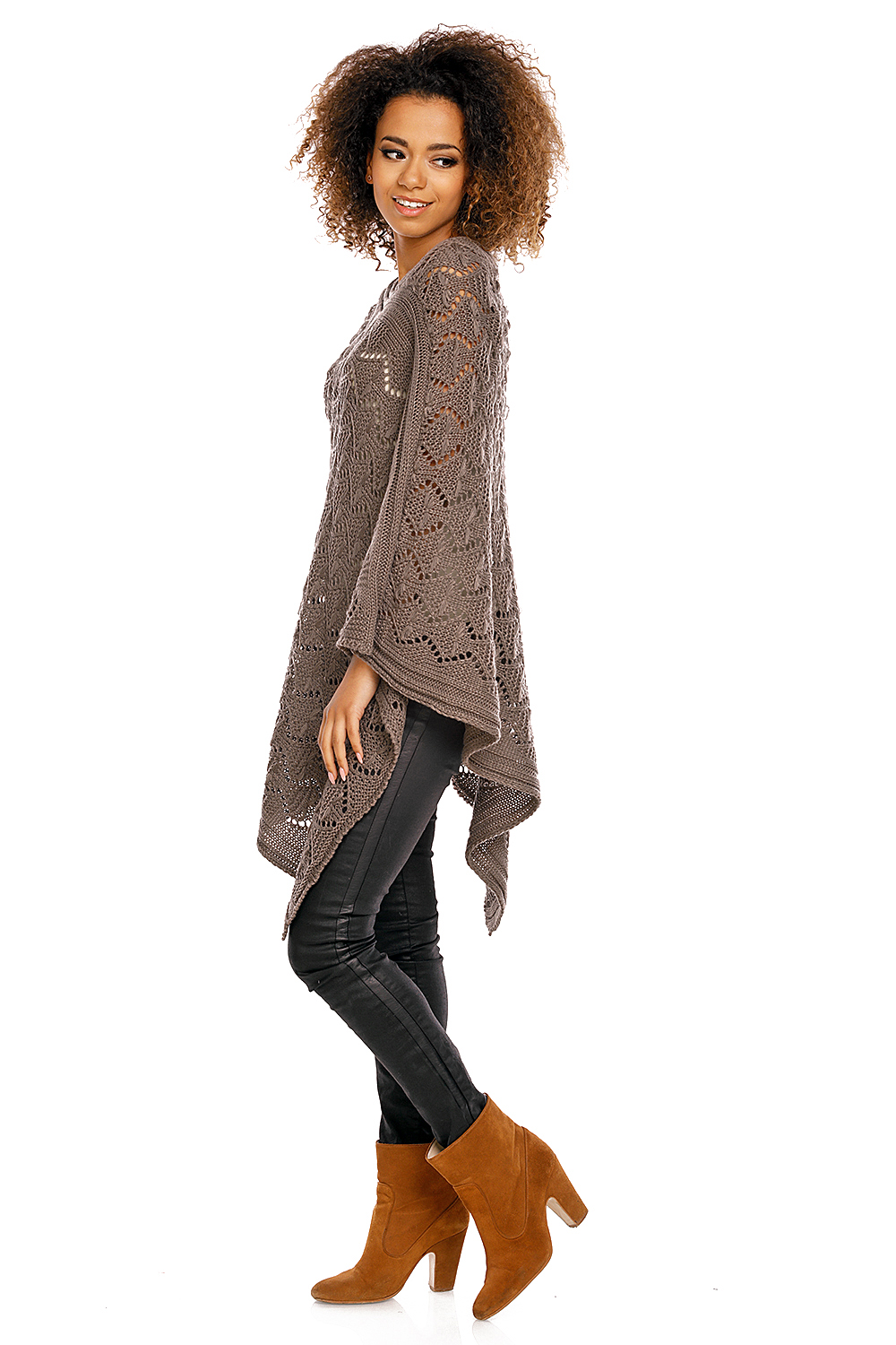 Sweter Poncho model 30012 Mocca - PeeKaBoo94520 - Brązowy - obrazek 3