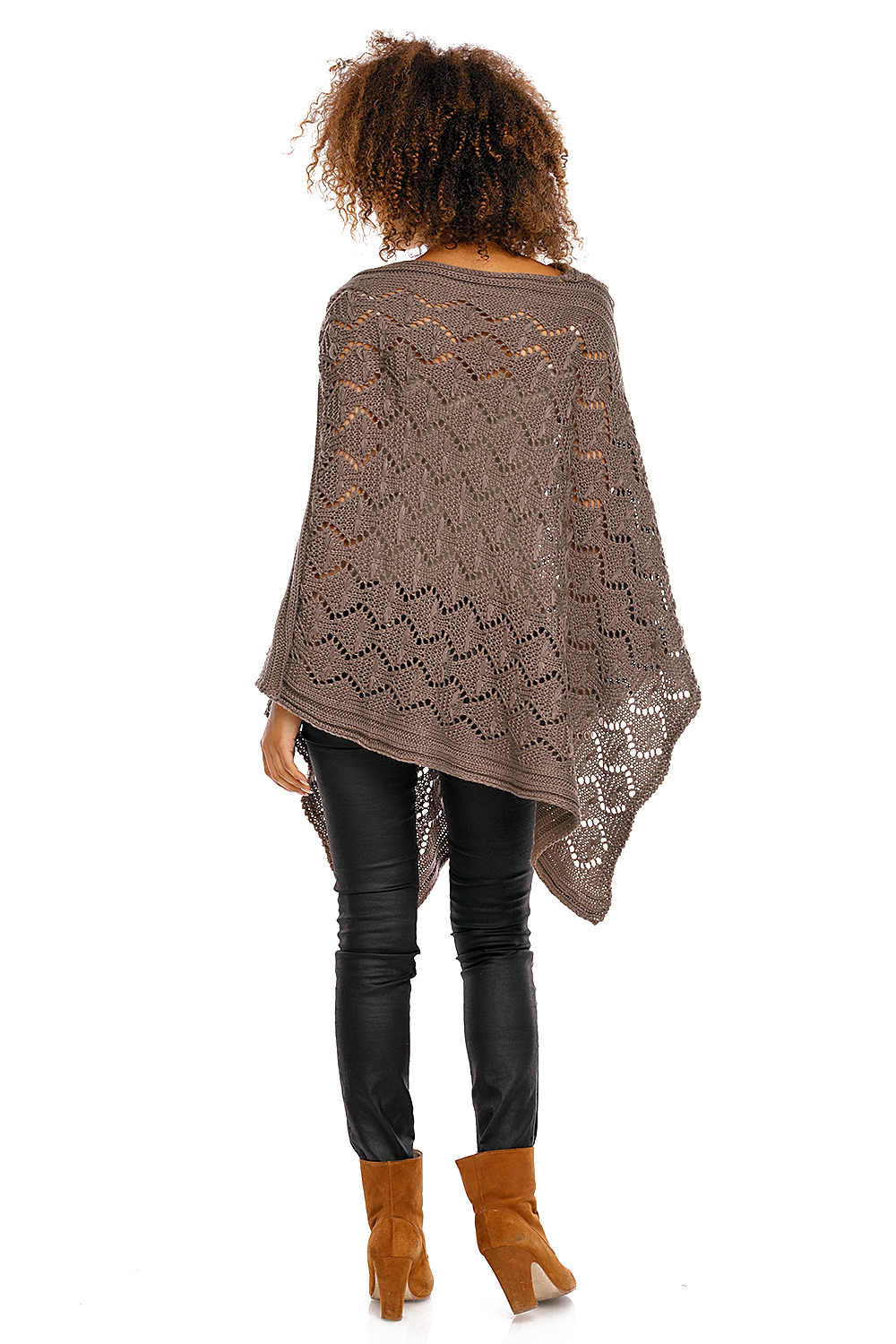 Sweter Poncho model 30012 Mocca - PeeKaBoo94520 - Brązowy - obrazek 4