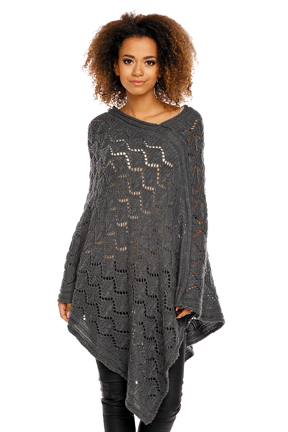 Sweter Poncho model 30012 Graphit - PeeKaBoo94521 - Szary