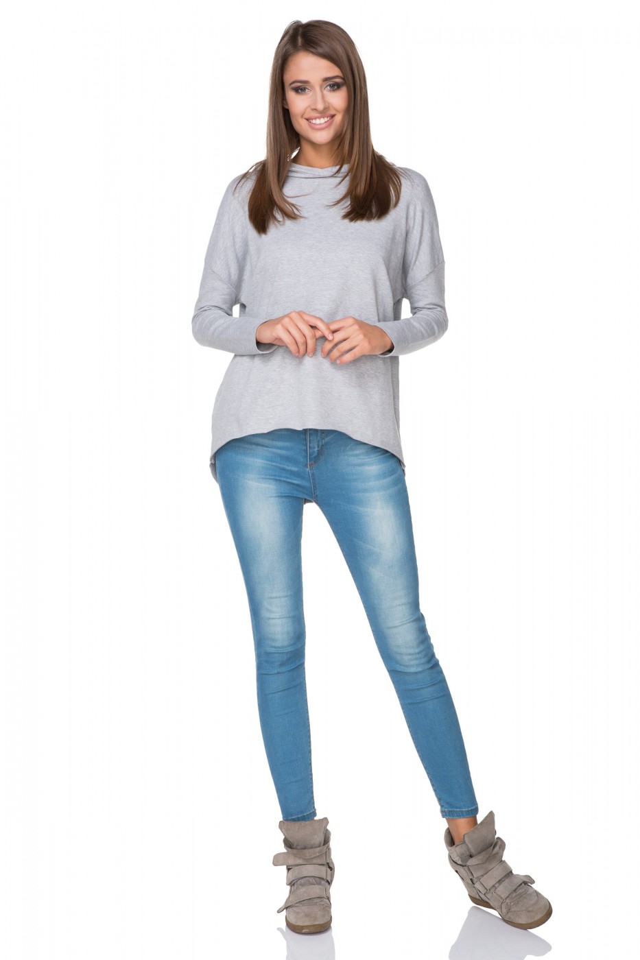 Bluza Damska Model T190/2 Light Grey - Tessita107345 - Szary - obrazek 2