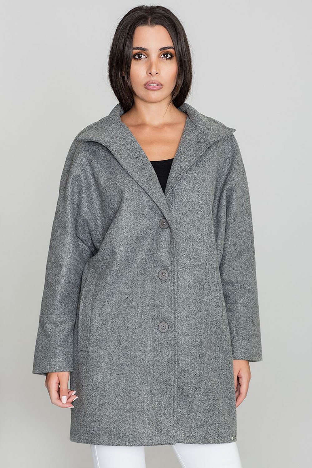 Płaszcz Damski Model M589 Grey - Figl111016 - Szary - obrazek 2