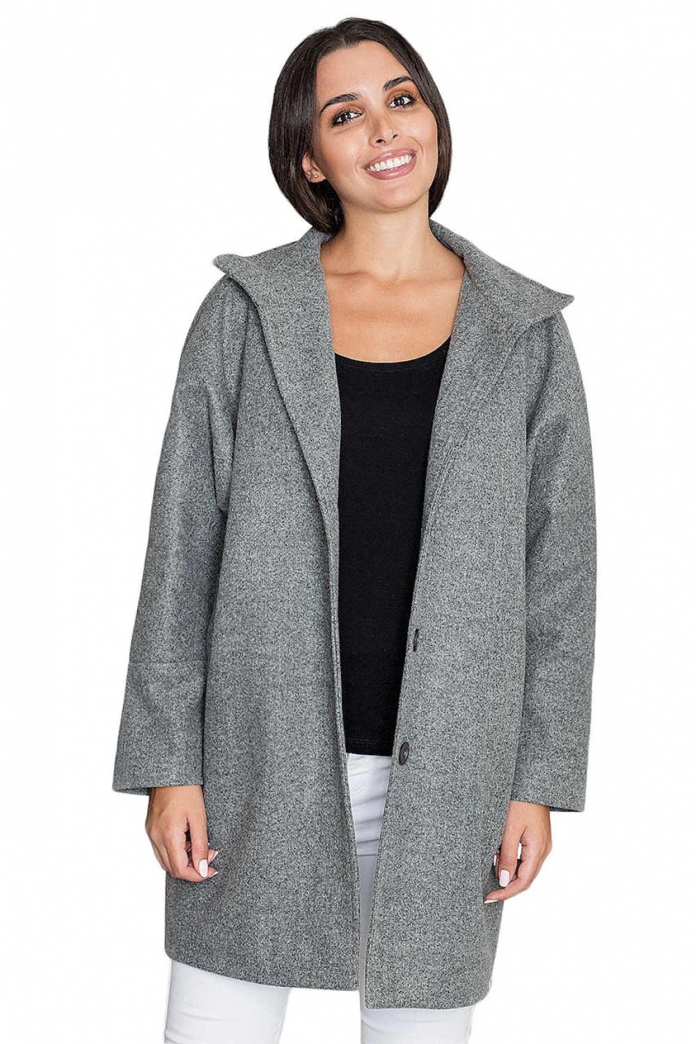 Płaszcz Damski Model M589 Grey - Figl111016 - Szary - obrazek 3