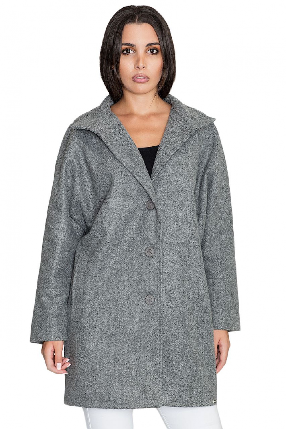 Płaszcz Damski Model M589 Grey - Figl111016 - Szary - obrazek 4