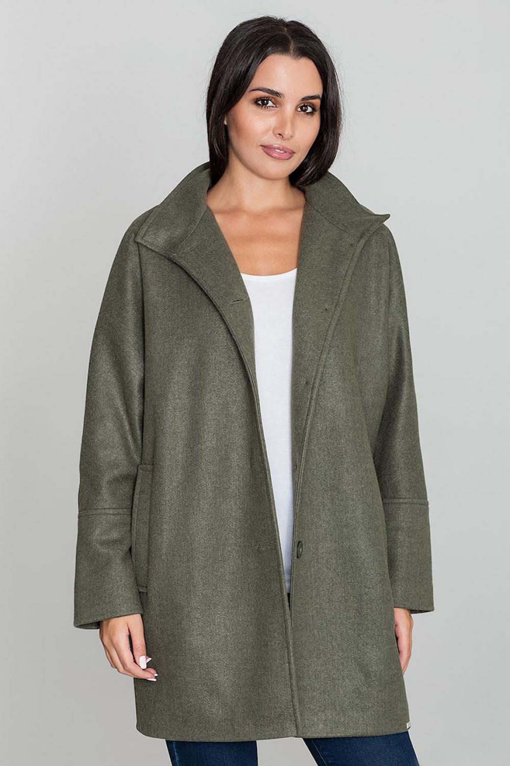 Płaszcz Damski Model M589 Oliwka - Figl111017 - Zielony