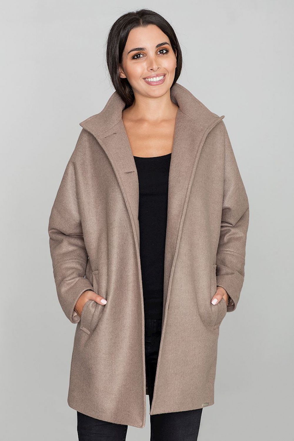 Płaszcz Damski Model M589 Mocca - Figl111018 - Brązowy