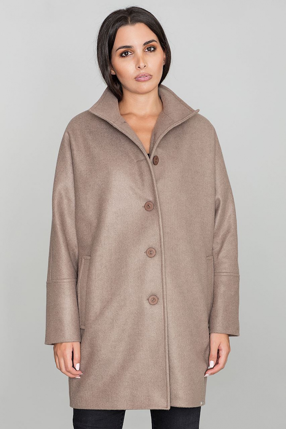 Płaszcz Damski Model M589 Mocca - Figl111018 - Brązowy - obrazek 2