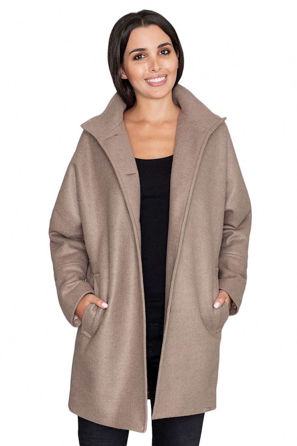 Płaszcz Damski Model M589 Mocca - Figl111018 - Brązowy - obrazek 3