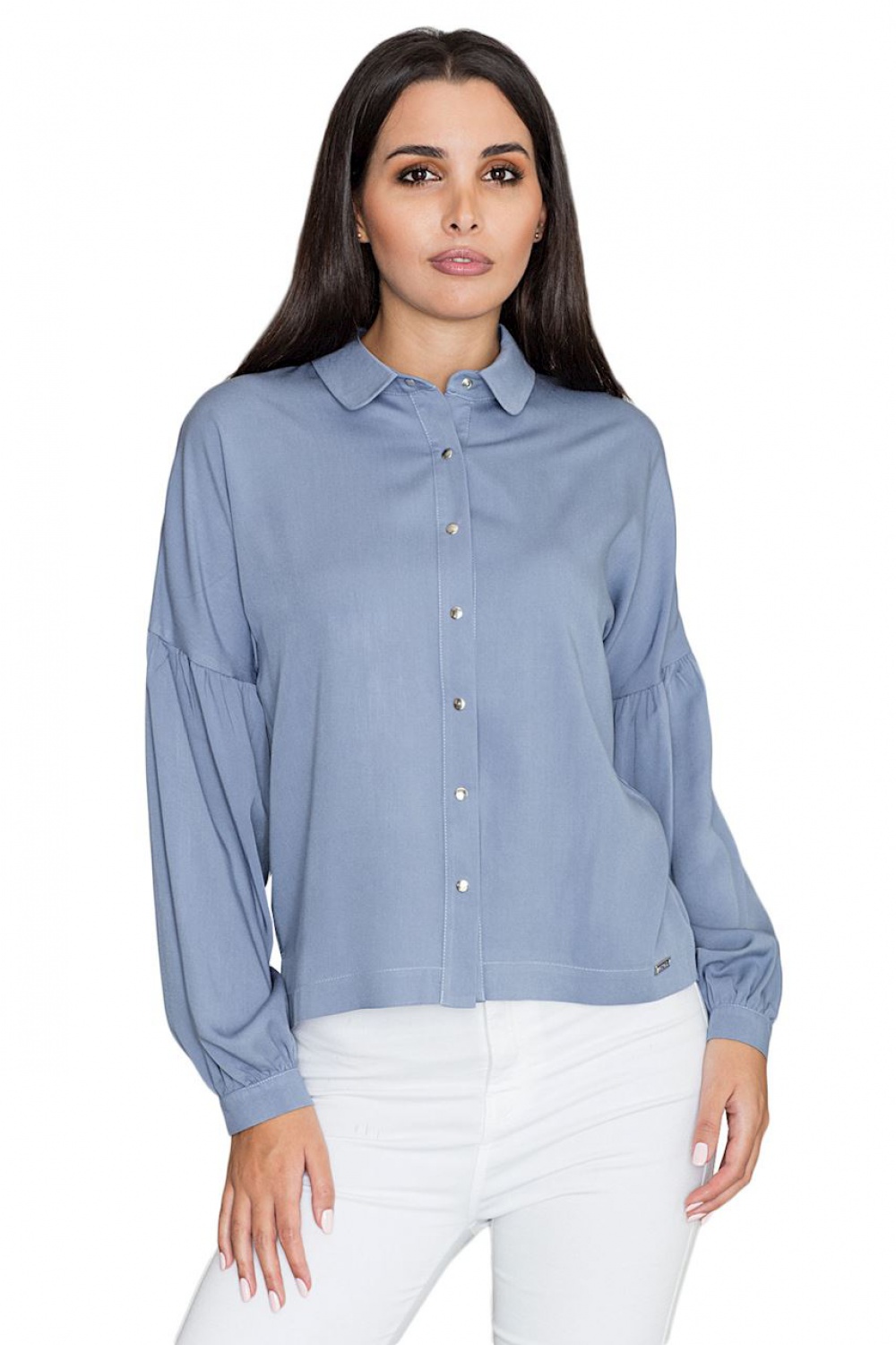 Koszula Damska Model M582 Blue - Figl111028 - Niebieski - obrazek 2