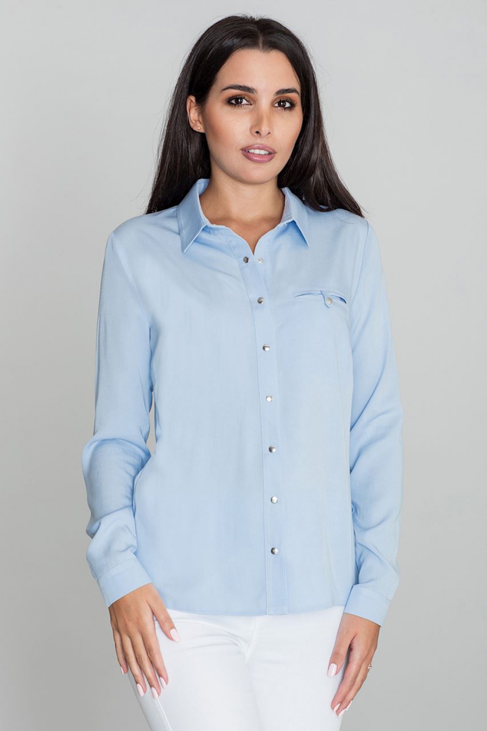 Koszula Damska Model M581 Sky Blue - Figl111030 - Niebieski