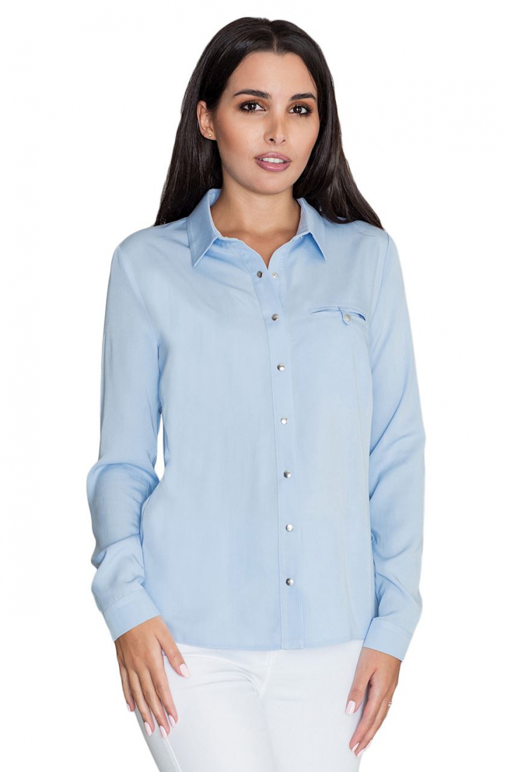 Koszula Damska Model M581 Sky Blue - Figl111030 - Niebieski - obrazek 2