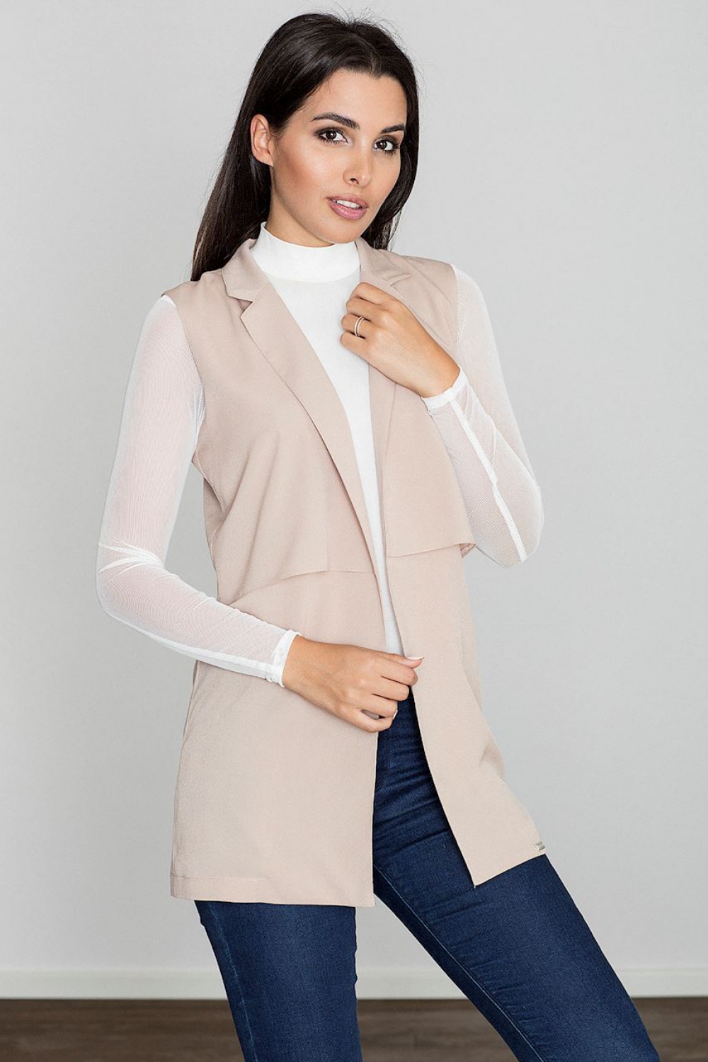 Kamizelka Damska Model M560 Beige - Figl111090 - Beżowy