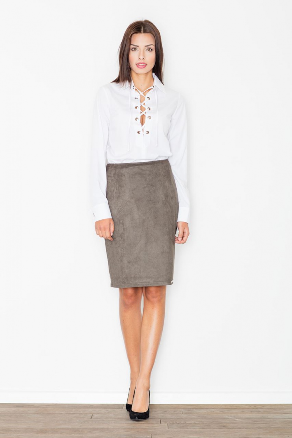 Spódnica Model M460 Oliwka - Figl111505 - Zielony