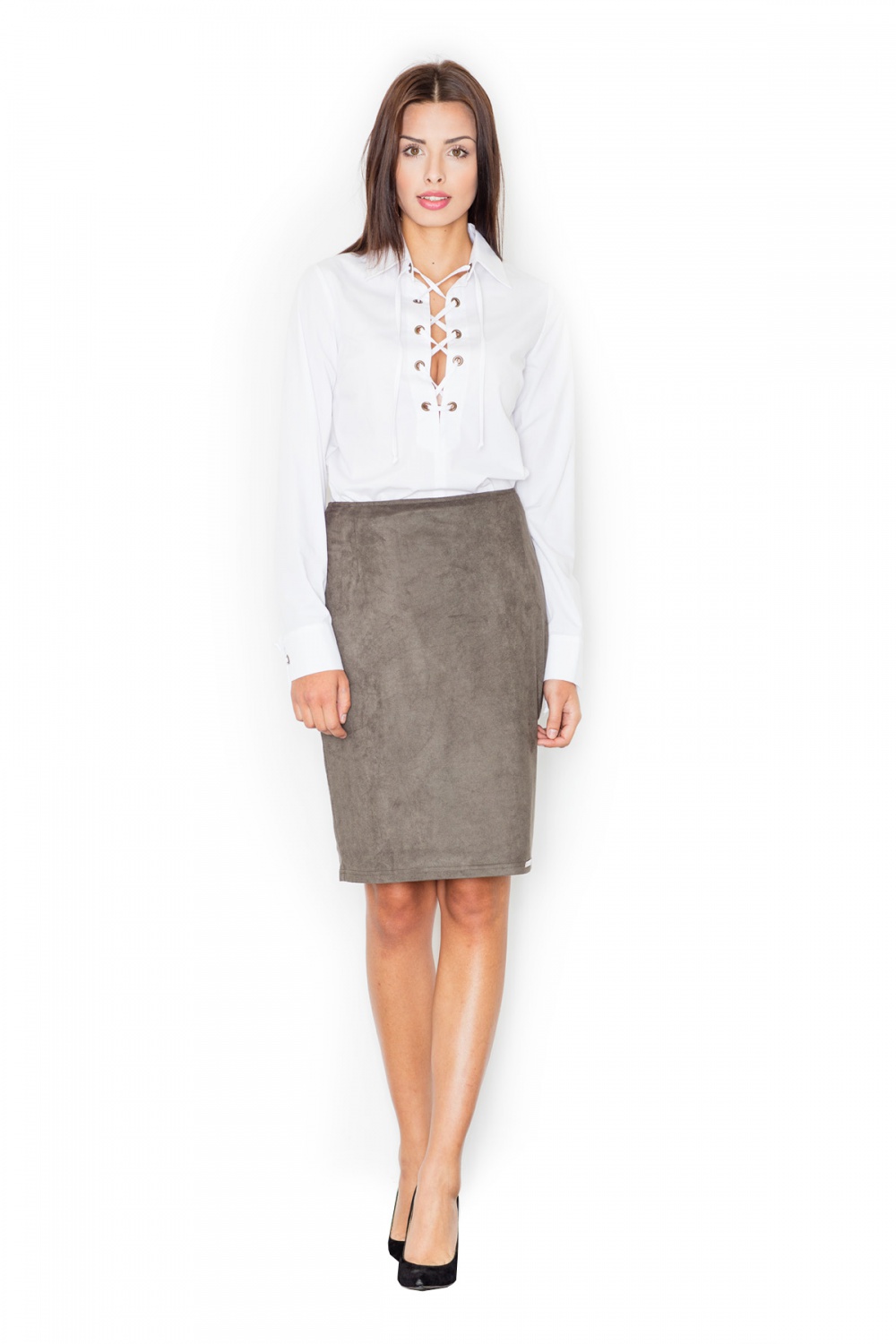 Spódnica Model M460 Oliwka - Figl111505 - Zielony - obrazek 2
