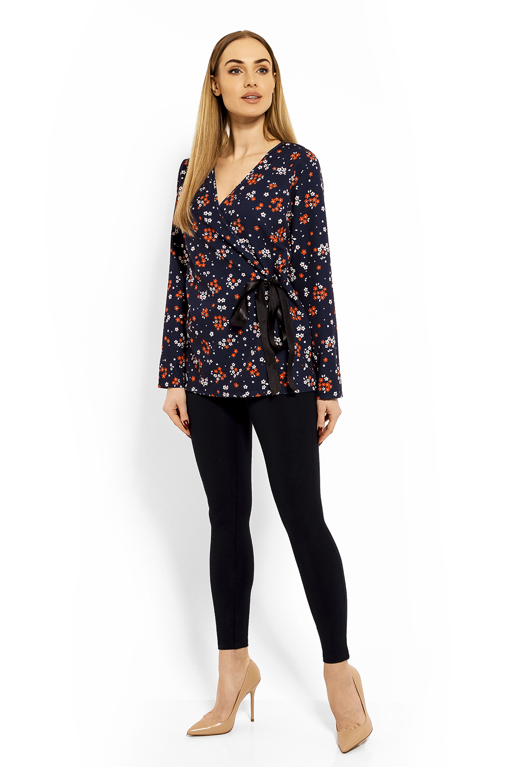 Bluzka Model 1626D Flowers - PeeKaBoo113173 - Granatowy - obrazek 2