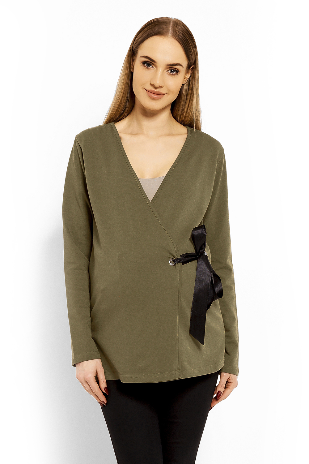 Bluzka Ciążowa Model 1626C Khaki - PeeKaBoo113239 - Zielony