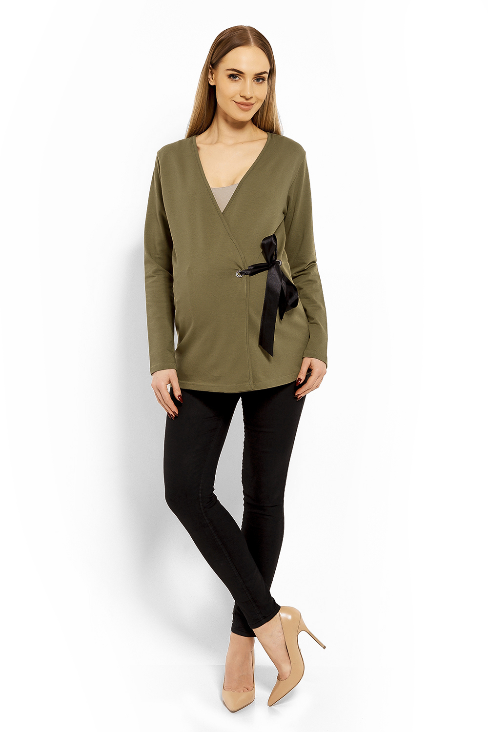 Bluzka Ciążowa Model 1626C Khaki - PeeKaBoo113239 - Zielony - obrazek 2