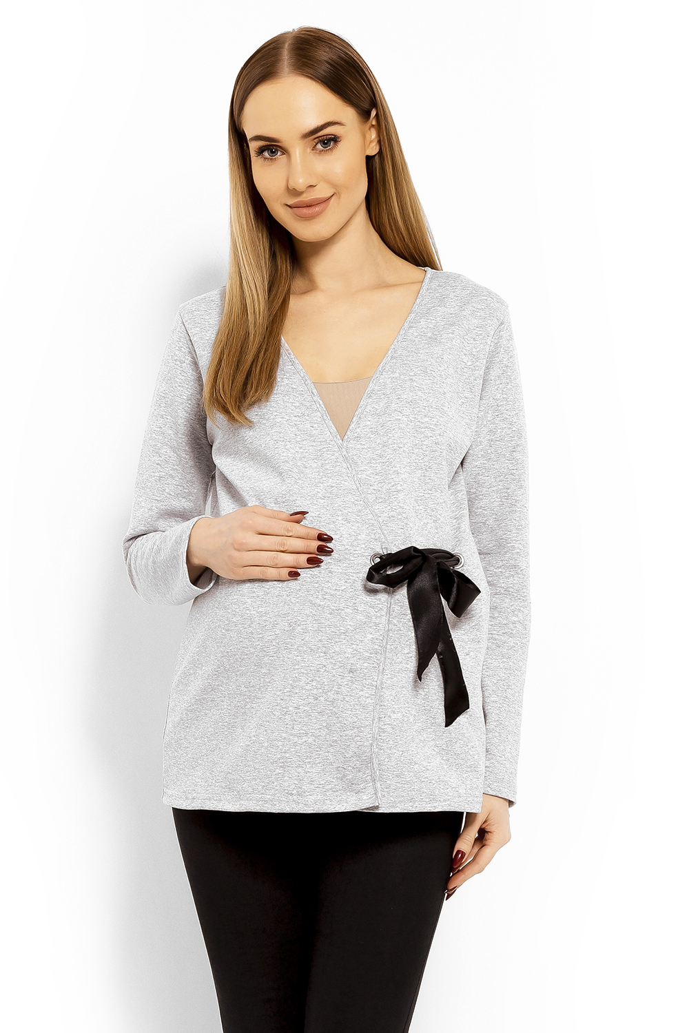 Bluzka Ciążowa Model 1626C Light Grey - PeeKaBoo113240 - Szary