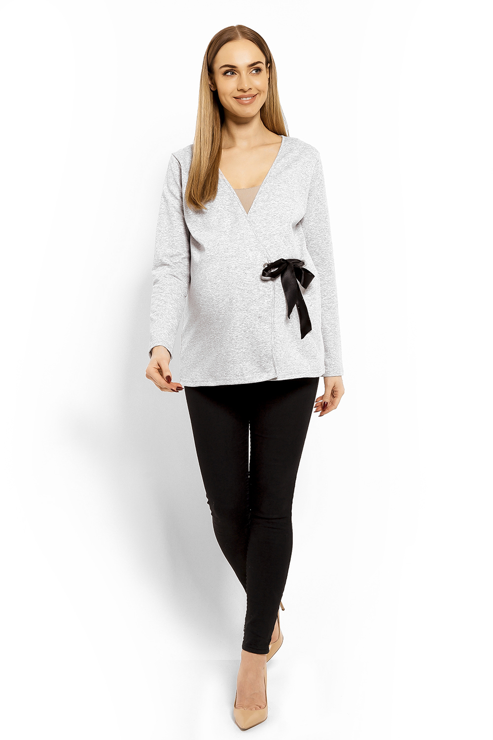 Bluzka Ciążowa Model 1626C Light Grey - PeeKaBoo113240 - Szary - obrazek 2