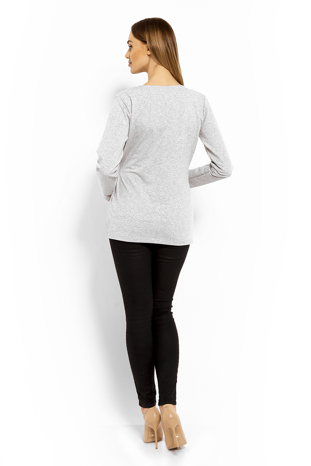 Bluzka Ciążowa Model 1626C Light Grey - PeeKaBoo113240 - Szary - obrazek 3
