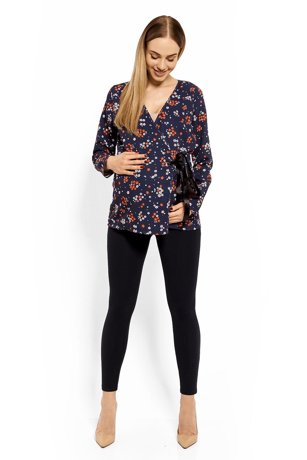Bluzka Ciążowa Model 1626DC Flowers - PeeKaBoo113244 - Granatowy - obrazek 2