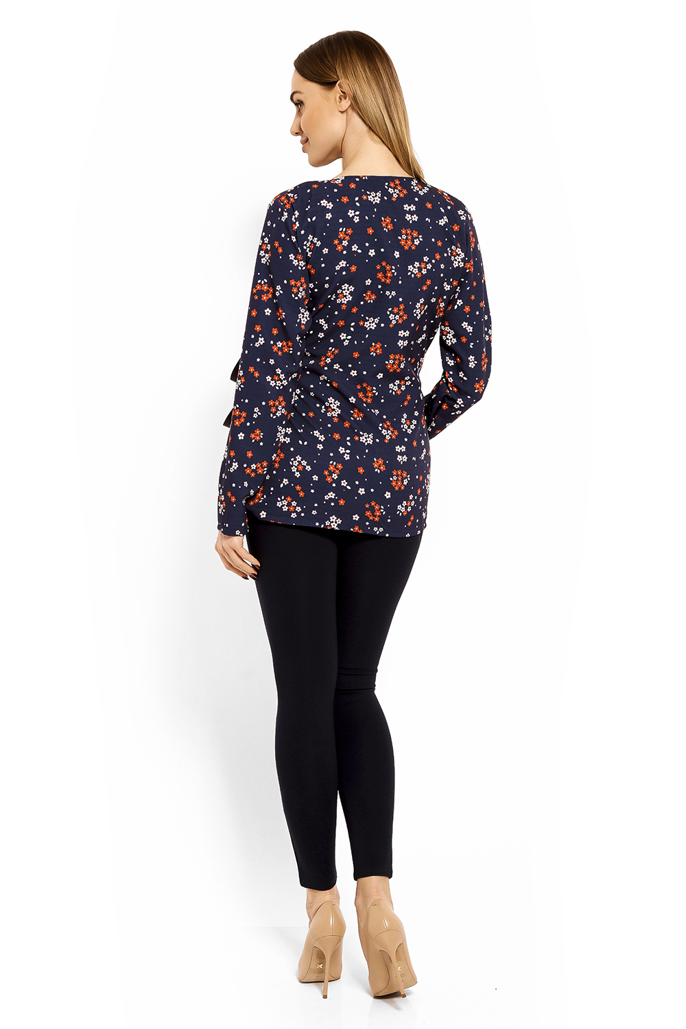 Bluzka Ciążowa Model 1626DC Flowers - PeeKaBoo113244 - Granatowy - obrazek 3