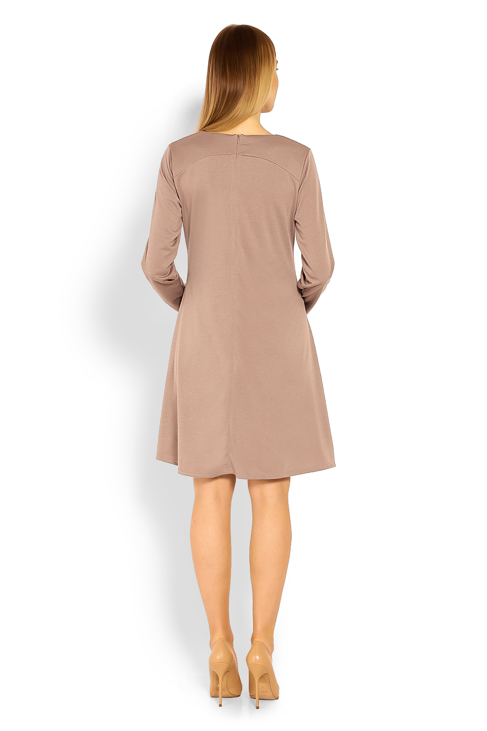 Sukienka Ciążowa Model 1359C Cappuccino - PeeKaBoo114508 - Beżowy - obrazek 3
