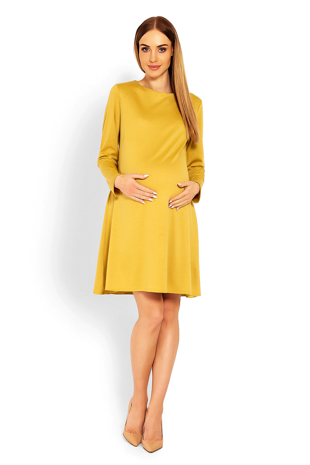 Sukienka Ciążowa Model 1359C Musztard - PeeKaBoo114510 - Żółty - obrazek 2
