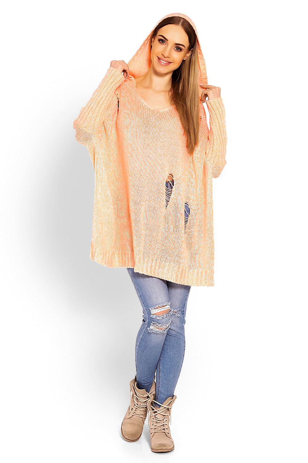Sweter Damski Model 30055 Morela - PeeKaBoo114559 - Pomarańczowy - obrazek 2