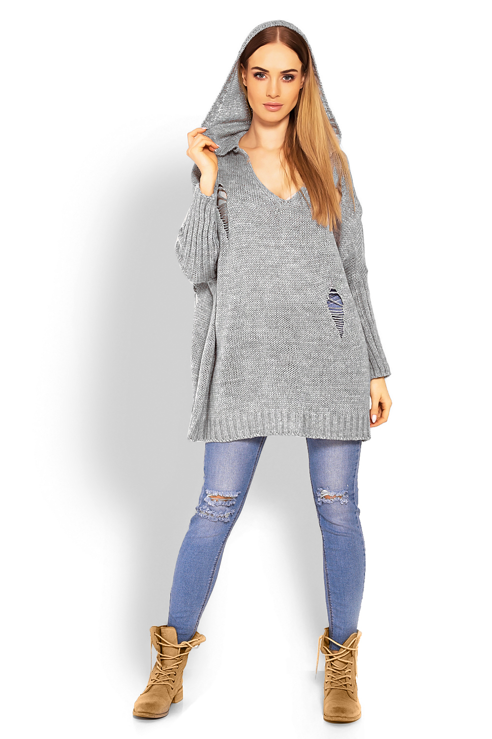Sweter Damski Model 30055 Grey - PeeKaBoo114560 - Szary - obrazek 2