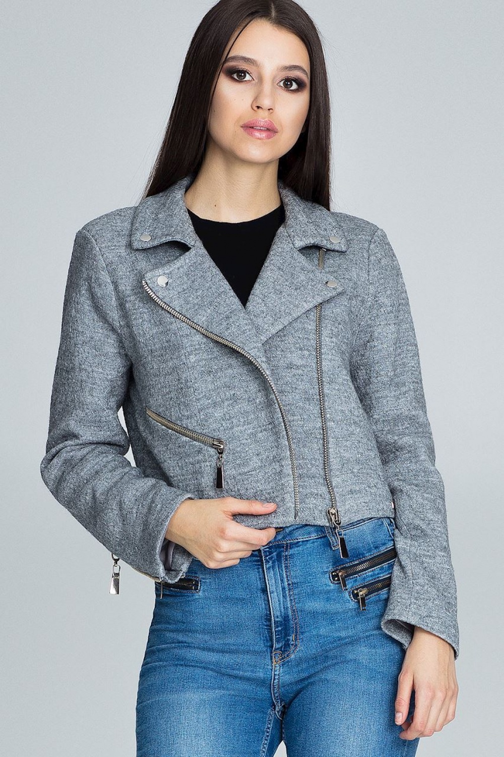 Kurtka Damska Model M607 Grey - Figl116254 - Szary