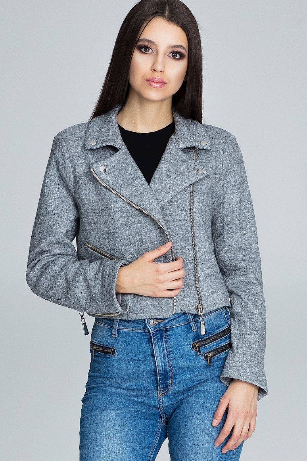 Kurtka Damska Model M607 Grey - Figl116254 - Szary - obrazek 2