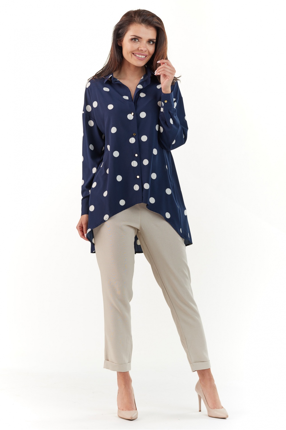 Koszula Damska Model A217 Navy - awama117537 - Granatowy