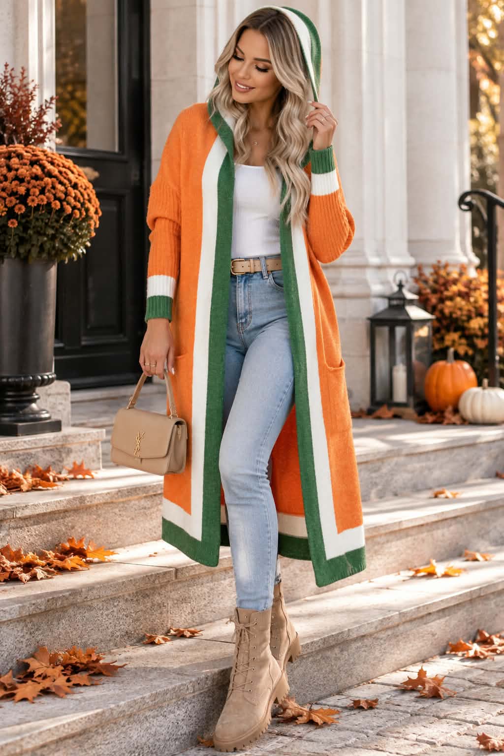 Sweter Kardigan Model 30085 Orange - PeeKaBoo171312 - Wielokolorowy