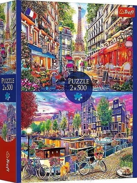 TREFL 37496 Puzzle 2x500 Europejskie stolice