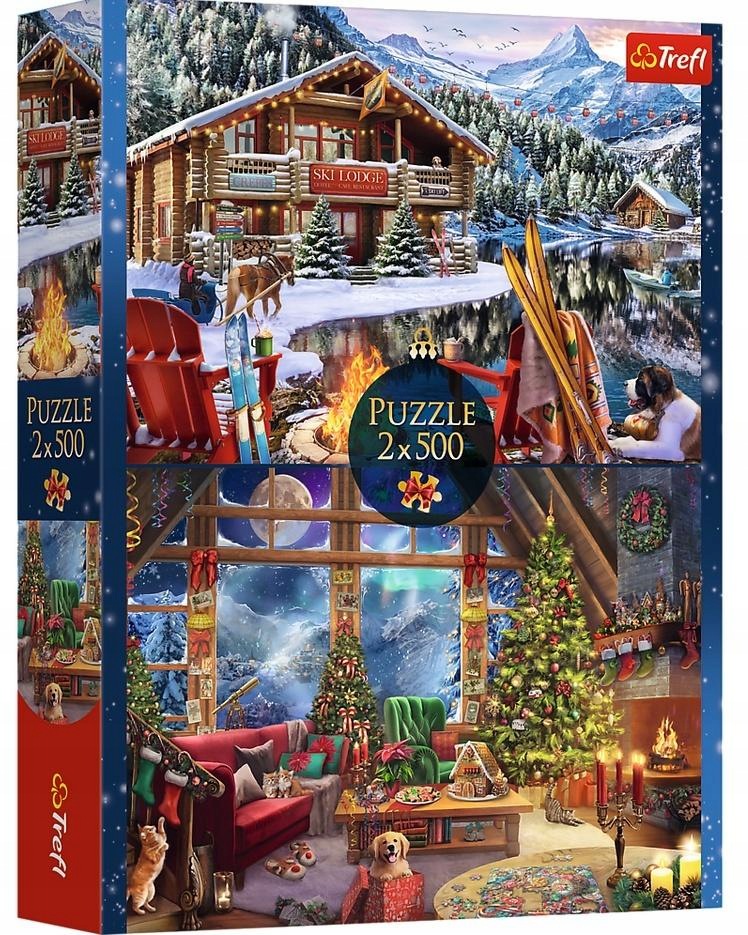 TREFL 37540 Puzzle 2x500 XMAS Święta w górach